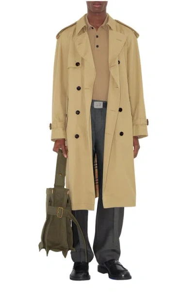 Burberry Mid-length Gabardine Trench Coat In Yellow