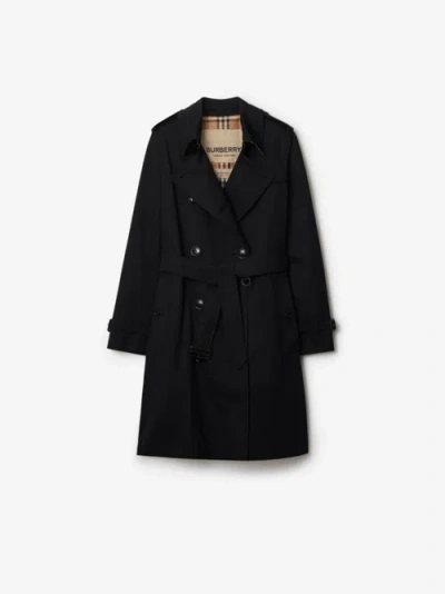 Burberry Double-breasted Mid-length Trench Coat In Black
