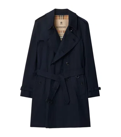 Burberry Mid-length Kensington Heritage Trench Coat In Blue