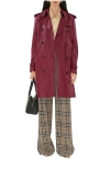 Burberry Mid-length Leather Kensington Trench Coat In Red