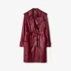 Burberry Mid-length Leather Kensington Trench Coat In Pink