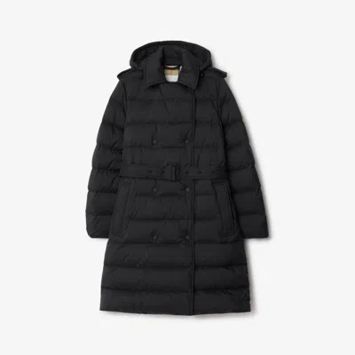 Burberry Mid-length Nylon Hooded Puffer Coat In Black