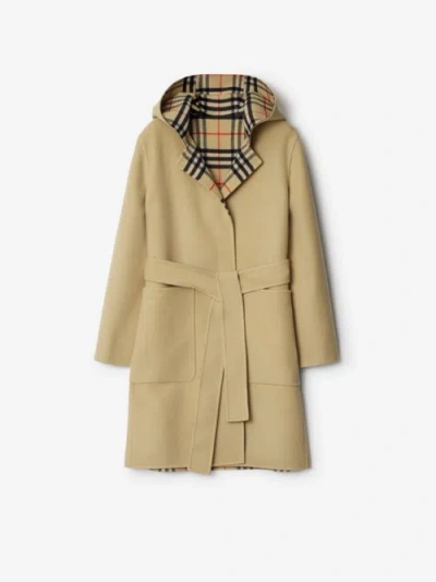 Burberry Mid-length Reversible Wool Car Coat In Beige