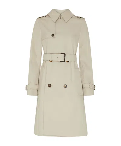 Burberry Mid-length Trench Coat In Cotton Blend In Grey