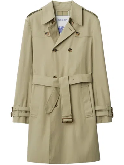 Burberry Midlength Gabardine Trench Coat In Skylark