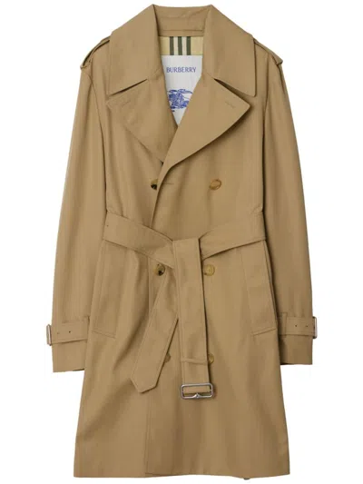 Burberry Double Breasted Belted Trench Coat In Nude