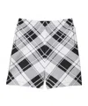 Burberry Viscose Blend Checkered Shorts With Elastic Waistband In Gray