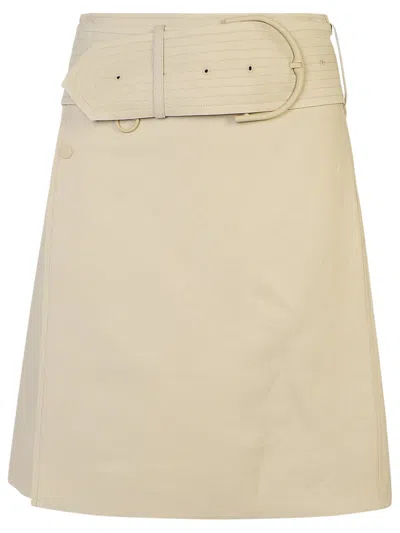 Burberry Midi Beige Miniskirt In Cream