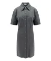 Burberry Straight-point Collar Cotton-blend Dress In Grey