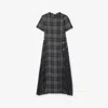 Burberry Meryl Check Pleated Midi Wrap Dress In Black