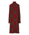 Burberry Ered Wool Blend Midi Dress In Red