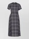 Burberry Midi Dress With Buckle And Pleats In Gray