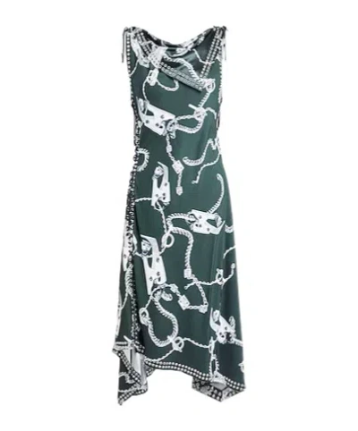 Burberry Woman Midi Dress Military Green Size 12 Viscose In Blue