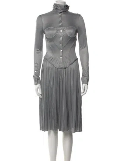 Pre-owned Burberry Midi Length Dress W/ Tags In Gray