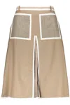 Burberry Contrasting-trim Midi Skirt In Beige
