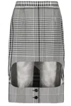 Burberry Checked Midi Skirt In Black