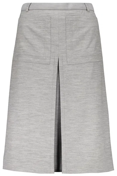 Burberry Midi Skirt In Gray