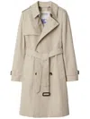 Burberry Mid-length Cotton Blend Trench Coat In Neutrals