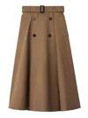 Burberry Midi A-line Skirt With Belt And Buttons In Multi