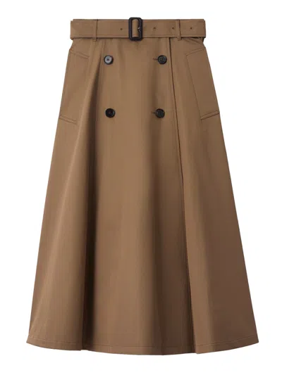 BURBERRY MIDI TRENCH SKIRT IN GABARDINE COTTON