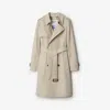 Burberry Mid-length Cotton Blend Trench Coat In Taupe