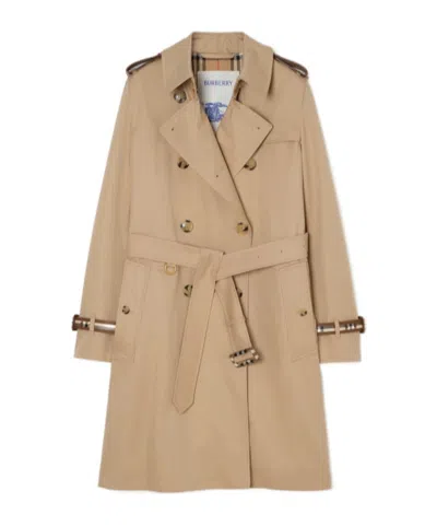 Burberry Mid-length Gabardine Kensington Trench Coat In Neutral