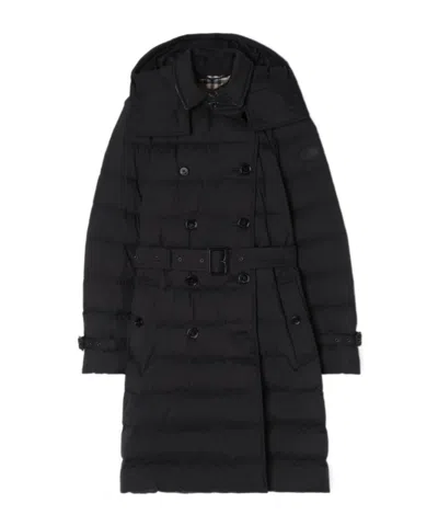 Burberry Mid-length Nylon Audley Puffer Coat In Black