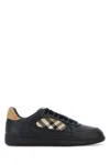 Burberry Indigo Blue Leather And Check Sneaker Terrace