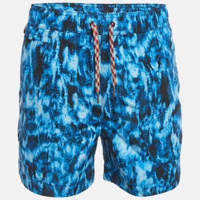 Pre-owned Burberry Midnight Blue Printed Synthetic Drawstring Swim Shorts M