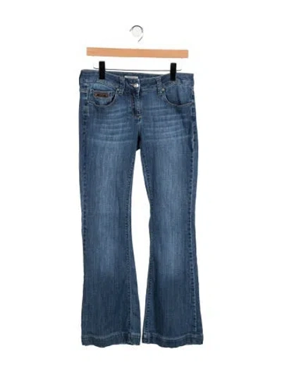 Pre-owned Burberry Mid-rise Flared Jeans In Blue