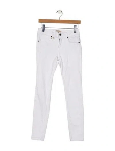 Pre-owned Burberry Mid-rise Skinny Leg Jeans In White