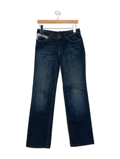 Pre-owned Burberry Mid-rise Straight Leg Jeans In Blue
