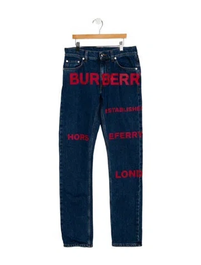 Pre-owned Burberry Mid-rise Straight Leg Jeans In Blue