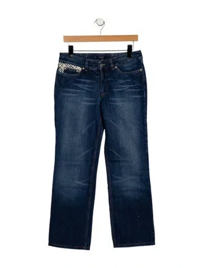 Pre-owned Burberry Mid-rise Straight Leg Jeans In Blue