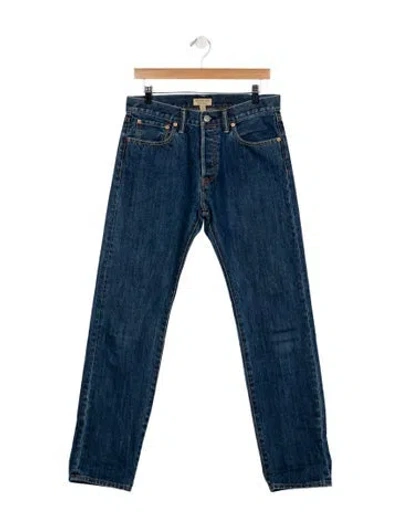 Pre-owned Burberry Mid-rise Straight Leg Jeans In Blue