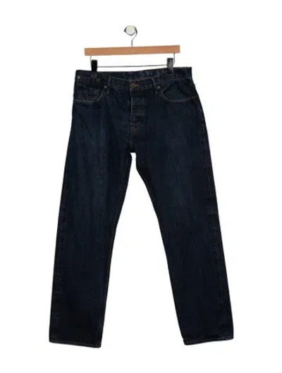 Pre-owned Burberry Mid-rise Straight Leg Jeans In Blue