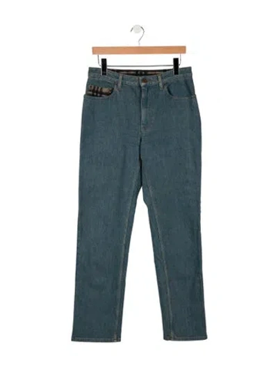 Pre-owned Burberry Mid-rise Straight Leg Jeans In Blue
