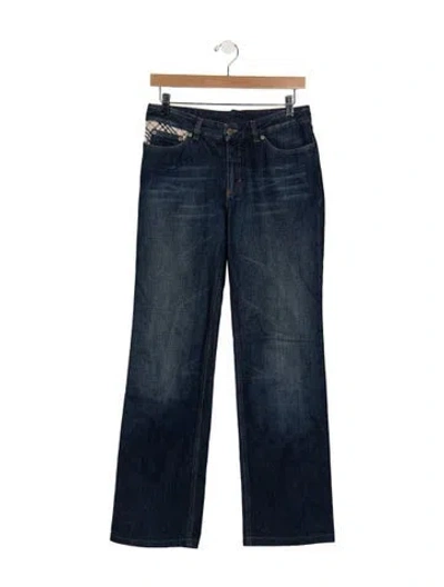 Pre-owned Burberry Mid-rise Straight Leg Jeans In Blue