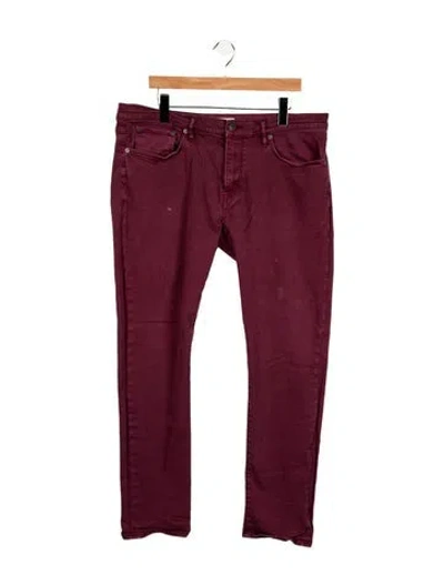 Pre-owned Burberry Mid-rise Straight Leg Jeans In Burgundy