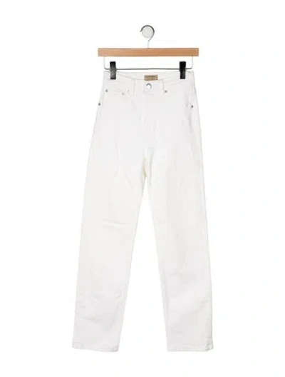 Pre-owned Burberry Mid-rise Straight Leg Jeans In White