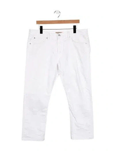 Pre-owned Burberry Mid-rise Straight Leg Jeans In White