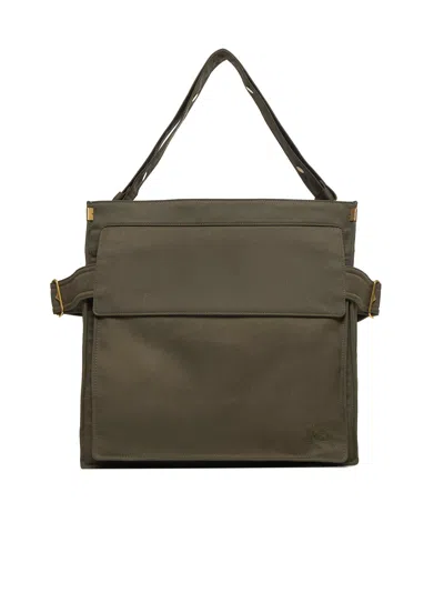 Burberry Military Green Canvas Medium Tote Trench Shopping Bag