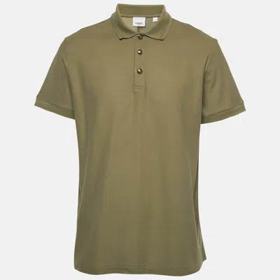 Pre-owned Burberry Military Green Pique Polo T-shirt Xl