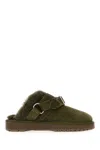Burberry Womens Khaki Snug Low Sheepskin Mules In Loch