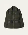 Burberry Leather Trim Nylon Blend Field Jacket In Green