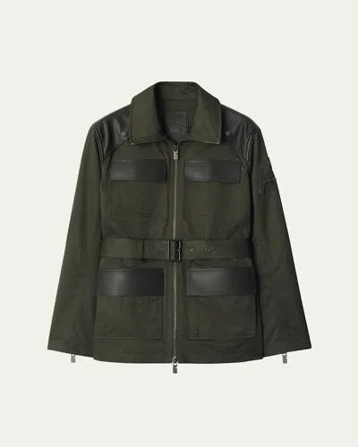 BURBERRY MILITARY JACKET WITH LEATHER DETAILS