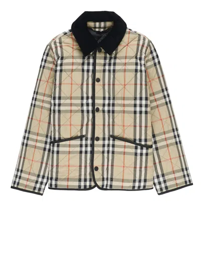 Burberry Kids' Milo Check Quilted Jacket In Neutral
