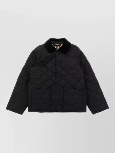 Burberry Milo Quilted Nylon Jacket Front Pockets In Black