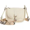 Burberry Mini B Clip Leather Crossbody Bag In White