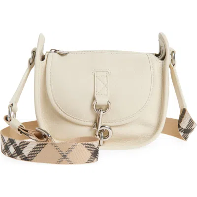 Burberry Mini B Clip Leather Crossbody Bag In White